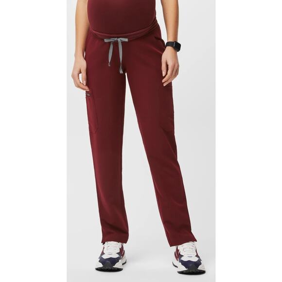 Figs Yola Maternity Skinny Scrub Pants Burgundy Women's LP - Picture 1 of 13